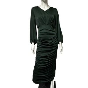 Veiled Collection Ruched Maxi Dress Modest Womens S Emerald Green Formal Elegant